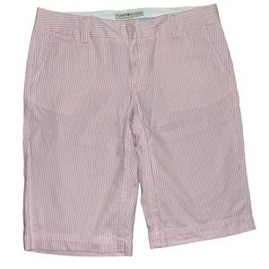 Nwot Y2K Tommy Hilfiger Pink & White Striped Bermuda Shorts Size 10